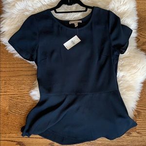 NWT banana republic navy peplum blouse size 4